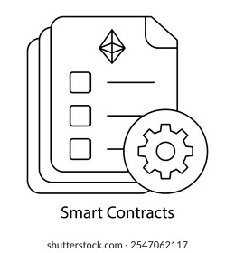 Vector icon for Digital Asset Contracts. Focuses on smart contracts in financial transactions.