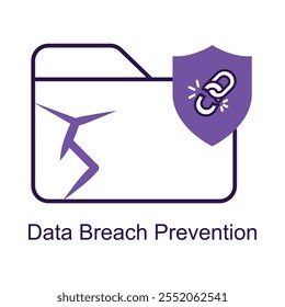Ícone de vetor para prevenção de violação digital. Descreve tecnologias avançadas para proteger informações confidenciais.