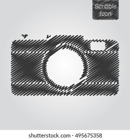 Vector icon of Digital Camera in scribble style. Flat design style. EPS 10