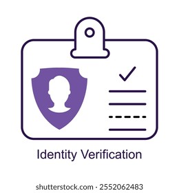 Vector icon for digital identity verification. Illustrates verification processes using secure online tools.