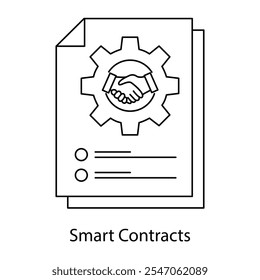 Ícone de vetor para o Digital Ledger Contracts. Representa a execução de contrato à prova de adulteração na blockchain.