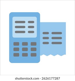 Vector icon of digital payment machine with receipt, bill machine vector