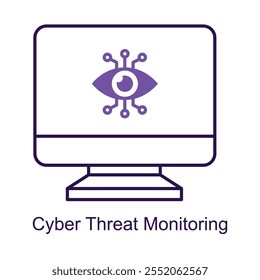 Vector icon for digital risk monitoring. Depicts online protection systems against cybercrime.