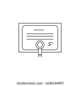 vector icon, diploma shaped paper