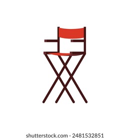 Vector icon of the director's chair with folding wooden parts, ideal for filmmaking and studio elements. The iconic design of the producer's chairs.