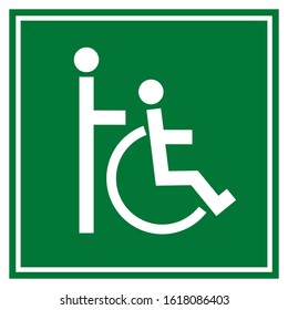 Vector icon of a disabled patient with a green background. Vector illustration