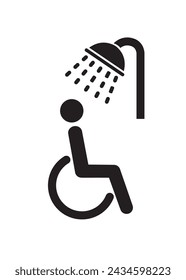 Vector icon of a disabled shower room