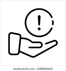 vector icon of disclaimer symbol triangle, hand, circle with exclamation mark. vector illustration on white background