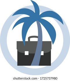 A vector icon to display the phenomenon of bizcation, also called workcation or bleisure. Often done by digital nomads.