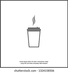 Vector icon of a disposable cup of coffee. A stale coffee drink in the dishes on white isolated background.  Layers grouped for easy editing illustration. For your design.