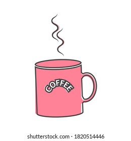  Vector icon disposable cup of coffee. Stale coffee drink in the dishes on cartoon style on white isolated background.