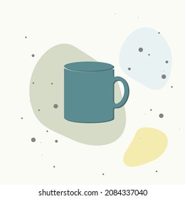 Vector icon disposable cup of coffee. Stale coffee drink in the dishes on multicolored background. Layers grouped for easy editing illustration. For your design.