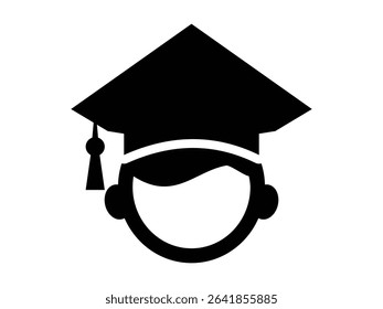 Vector icon of diverse graduates in cap, perfect for educational content, certificates, websites, apps, and graduation celebration designs in a modern flat style.
