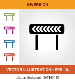 Vector Icon Of Diversion With Title & Small Multicolored Icons. Eps-10.