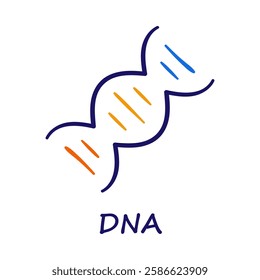 Vector icon for DNA. A double helix structure representing genetics, molecular biology, and hereditary studies.