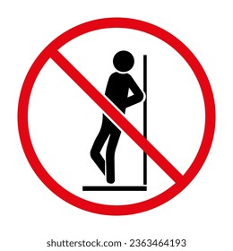 Vector icon do not touch the door, glass. An icon prohibiting leaning on the door in public transport