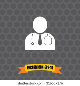 Vector Icon of Doctor on Dark Gray Background. Eps.10.