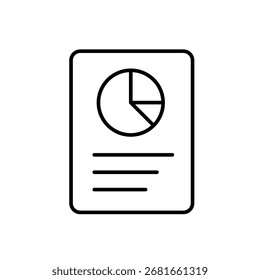 A vector icon of a document with a chart, representing medical report generation, created in line style with editable stroke