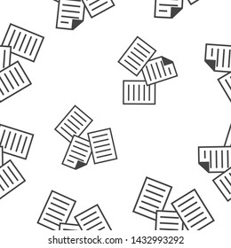Vector icon of the document. Illustration of a business document seamless pattern on a white background.
