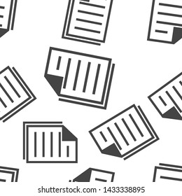 Vector icon of the document. Illustration of a business document seamless pattern on a white background.