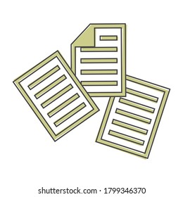 Vector icon of the document. Illustration of a business document cartoon style on white isolated background.