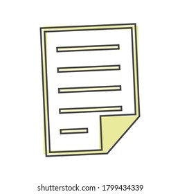 Vector icon of the document. Illustration of a business document cartoon style on white isolated background.