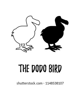 Vector icon of the Dodo bird. Cute character in simple linear style