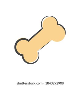 Vector icon of dog bone cartoon style on white isolated background.