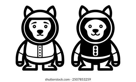 A vector icon of a dog dressed as an astronaut, symbolizing space exploration and adventure. Ideal for space-themed designs, children's content, or creative projects.