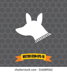 Vector Icon of Dog on Dark Gray Background. Eps.10.