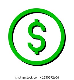 Icono vector del icono del dólar aislado en un fondo blanco. Icono de moneda.
