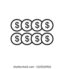 Vector icon of a dollar coin with a white background on eps 10. Can be used for graphic, web and other designs.