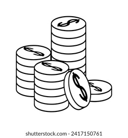 vector icon of dollar coins in several stacks