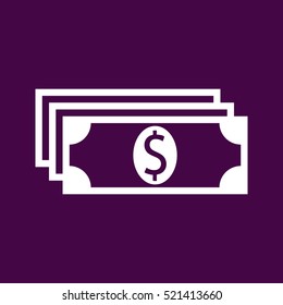 Vector icon of dollar money on violet background