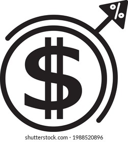 Vector icon as the dollar percentage rises