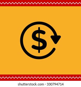 Vector icon of dollar sign in circle made of arrow
