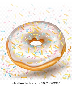 Vector icon donut with white glaze on white background