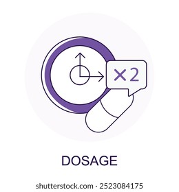 Vector icon for Dosage. Medicine and calendar representing medication dosage and prescription schedules.