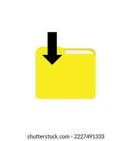 Vector icon download folder or file or document.On white background.