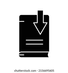 Vector icon download literacy. Book, download, education. Solid icon style, glyph. Simple design illustration editable