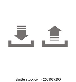 vector icon download and upload on white background.