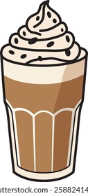 Vector Icon Drawing of a Cold Brew Coffee in Glass with Ice