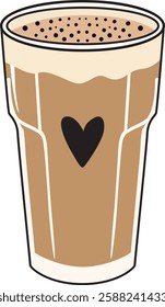 Vector Icon Drawing of Iced Coffee in Glass