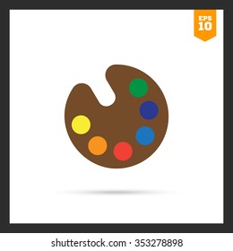 Vector icon of drawing palette with various paint samples