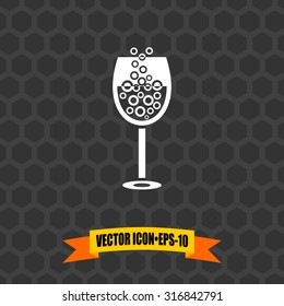 Vector Icon of Drink glass on Dark Gray Background. Eps.10.