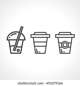 Vector Icon of Drinks. Outline Icon Set. Coffee, tea and Lemonade