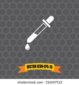 Vector Icon of Dropper on Dark Gray Background. Eps.10.