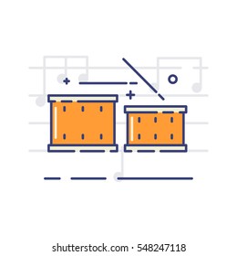 Vector icon of a drum kit on white background. Musical instruments topic.