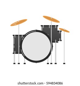 Vector icon of a drum kit on white background. Musical instruments topic.