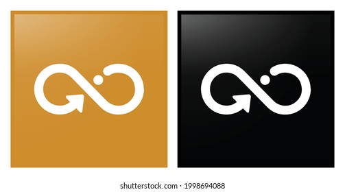 Vector icon of a dynamic infinity loop. Responsible Consumption and Production. Yellow and black background. Sustainable Development concept for Non-Profit Organization to achieve the global goals.